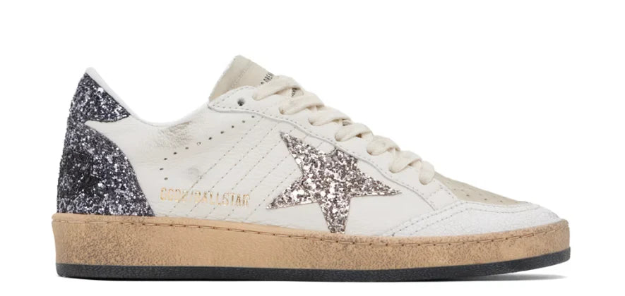 Golden Goose Ball Star White Black Gray Glitter