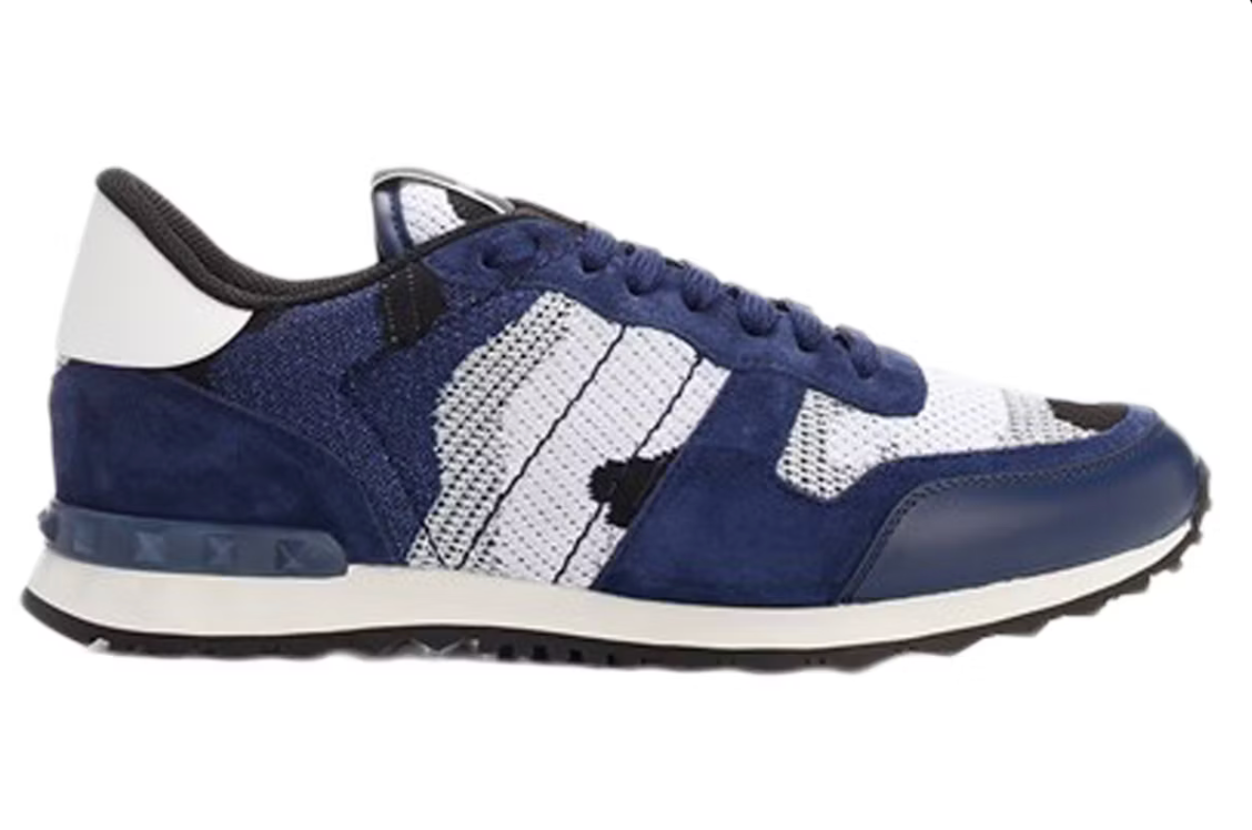 Mesh Fabric Camouflage Navy White