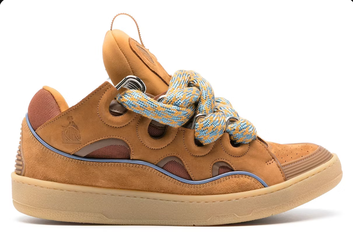 Lanvin Leather Curb Snake Laces Camel
