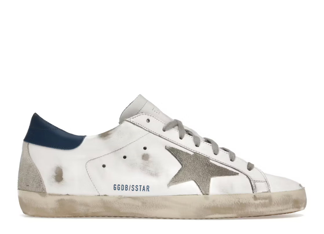 Golden Goose Super-Star White Royal Blue Grey Suede Patch