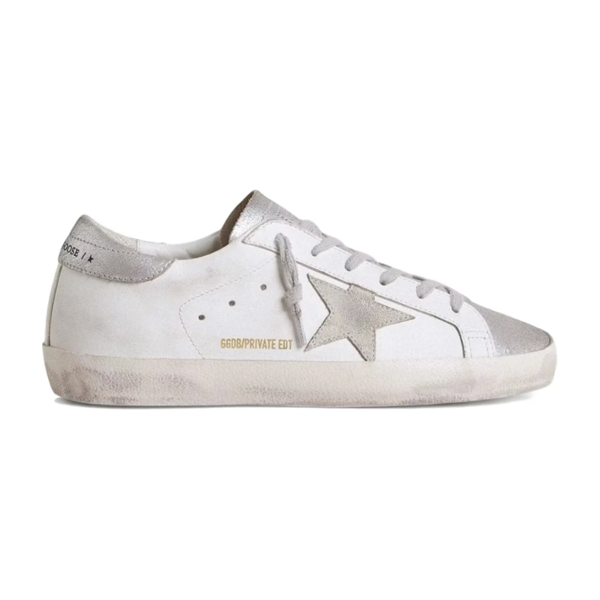 Golden Goose Super-Star White Gray Silver Glitter
