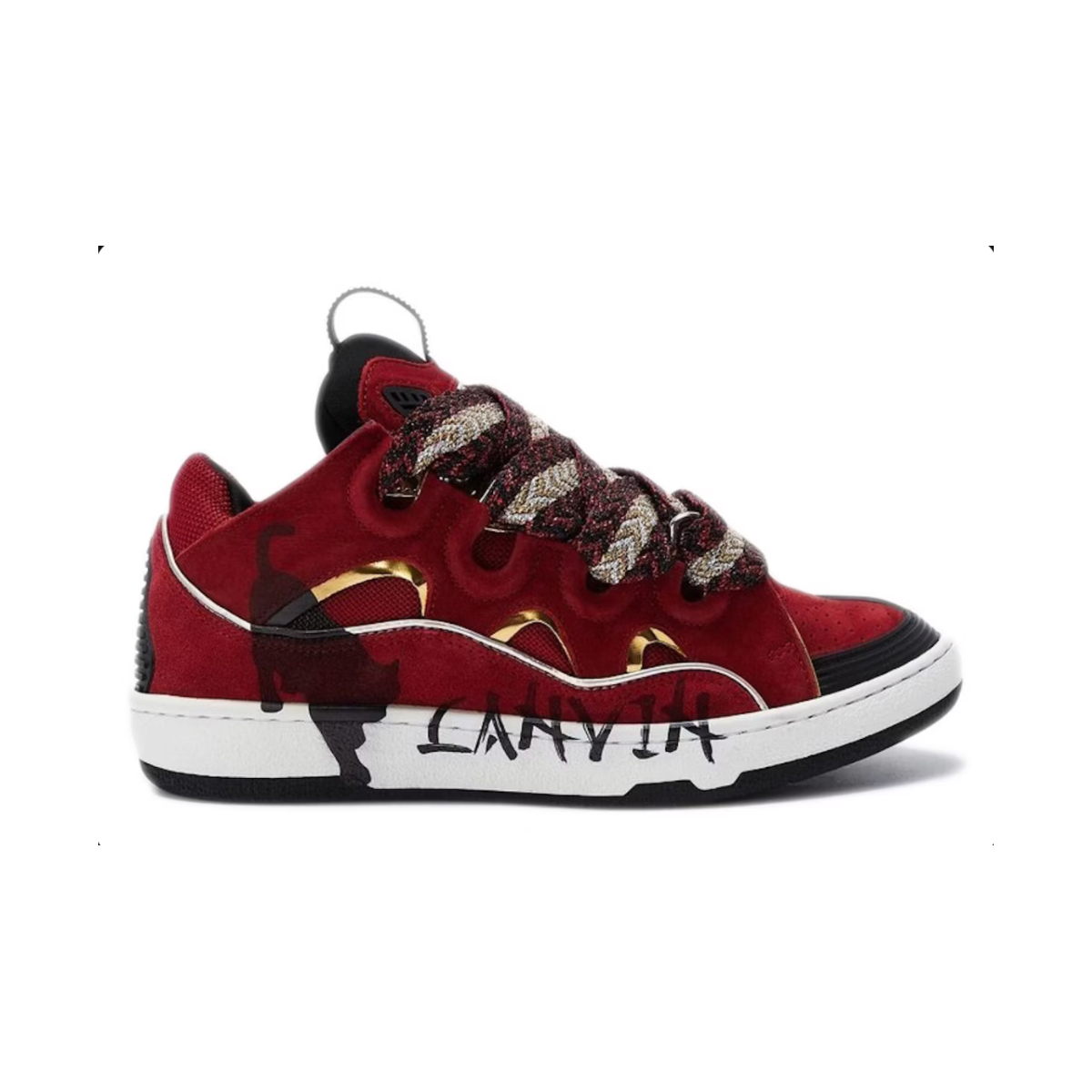 Lanvin Curb Sneakers Red Gold