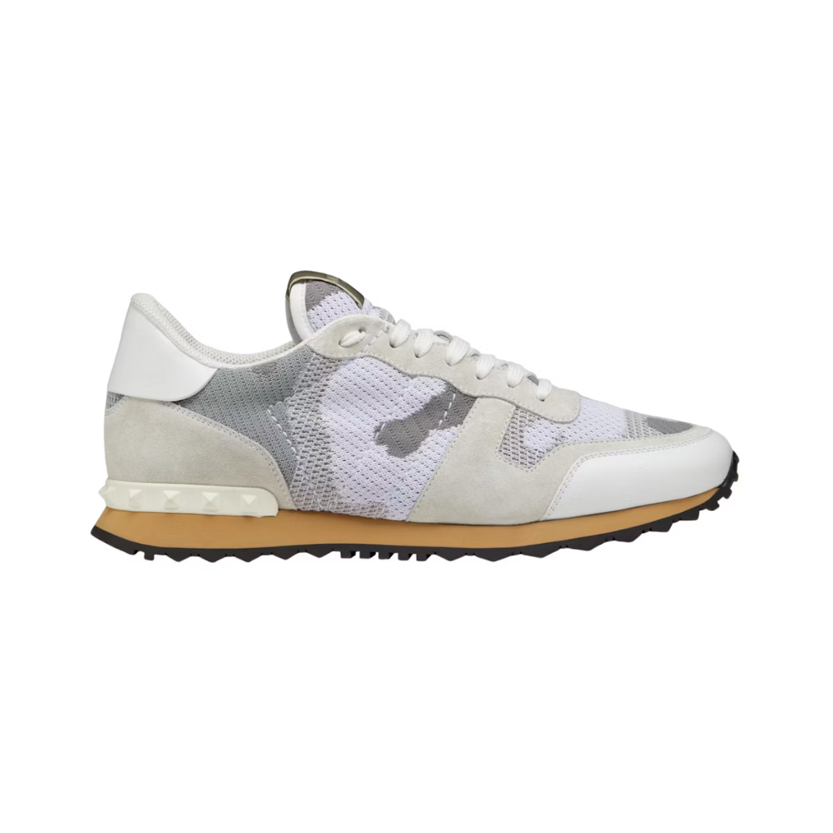 Valentino Garavani Rockrunner Mesh Fabric Camouflage White Beige
