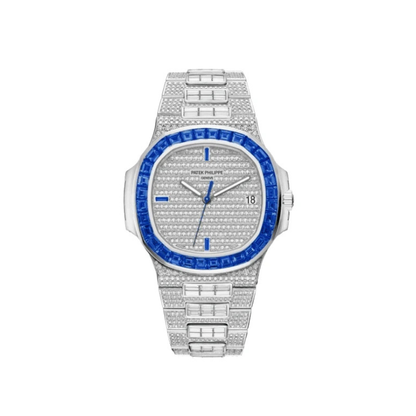 Patek Philippe Nautilus 5711/1A 40mm Demi Baugette Blue Full Moissanite HongKong