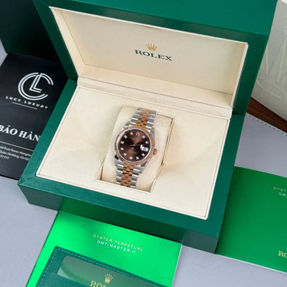 Rolex Datejust 36mm Demi Rose Gold Chocolate