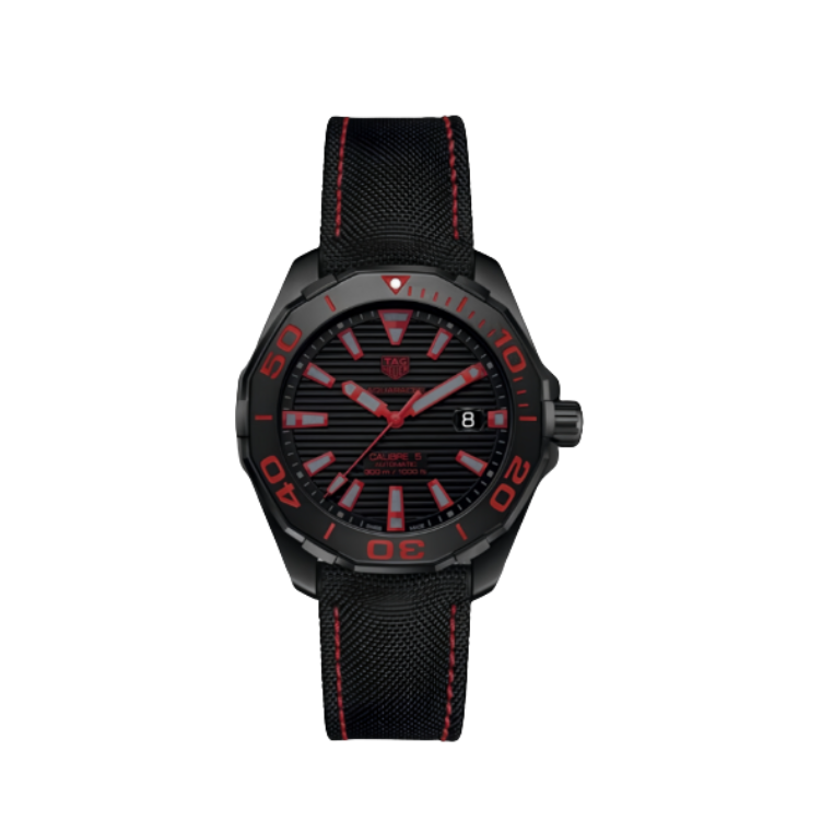 Tag Heuer Aquaracer Caliber 5 Black Dial Black Nylon Strap