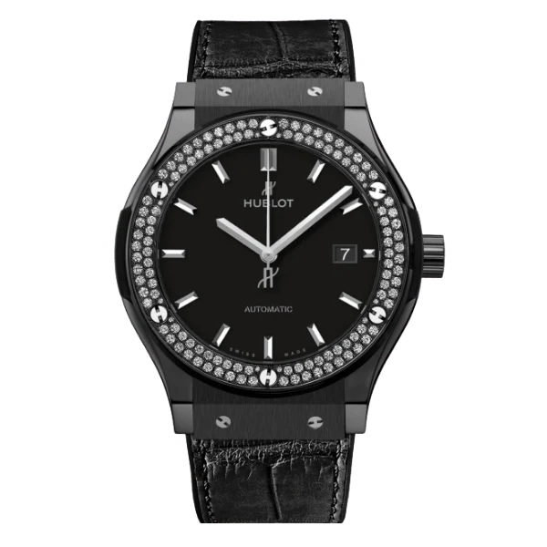 Hublot Classic Fusion Ceramic Diamonds 42mm Black Dial JJZ