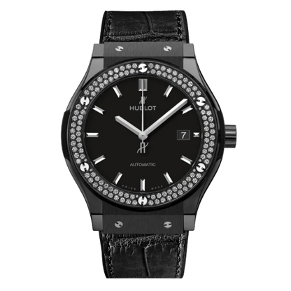 Hublot Classic Fusion Ceramic Diamonds 42mm Black Dial JJZ