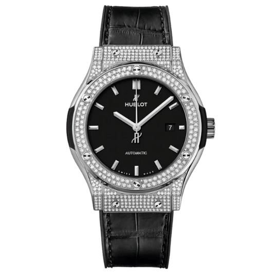 Hublot Classic Fusion Diamonds Moissanite Pave 38mm Black Dial