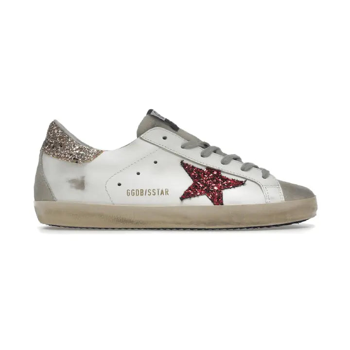 Golden Goose White Red Glitter
