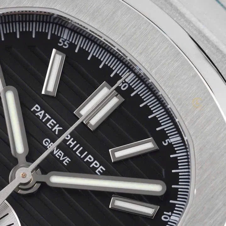 Patek Philippe Nautilus Chronograph 5980/1A-014 40.5mm Black Dial with Leather Strap