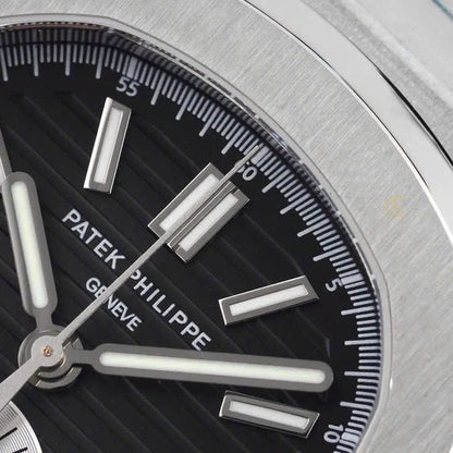 Patek Philippe Nautilus Chronograph 5980/1A-014 40.5mm Black Dial with Leather Strap