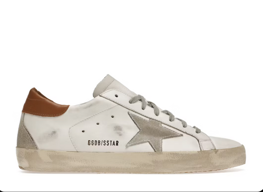 Golden Goose Super-Star White Vacchetta Tan Grey Suede Patch