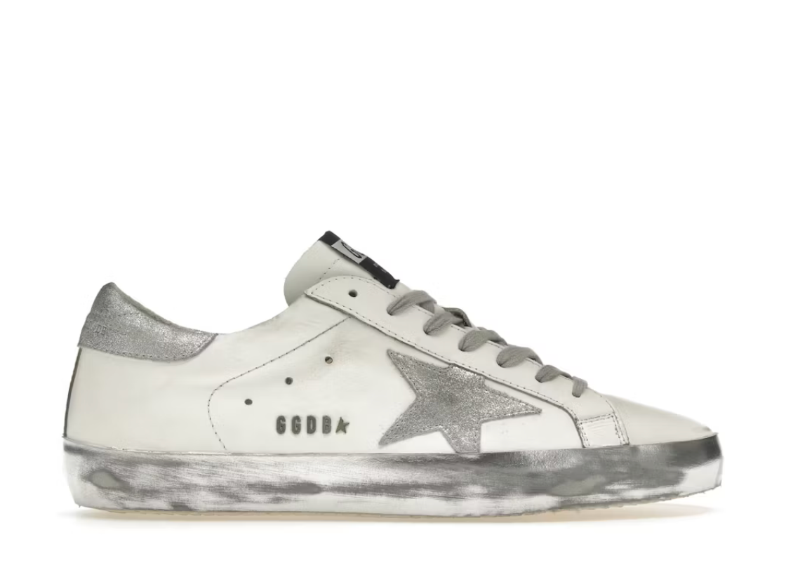 Golden Goose Super-Star White Silver Glitter