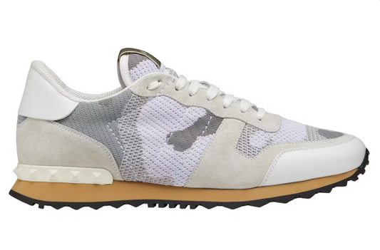 Valentino Garavani Rockrunner Mesh Fabric Camouflage White Beige