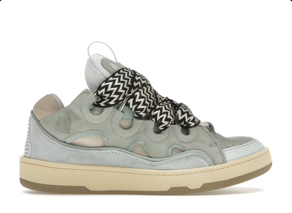 Lanvin Leather Curb Sneaker Pale Blue