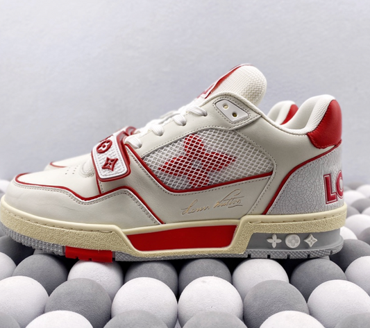 Louis Vuitton Trainer Low White Red