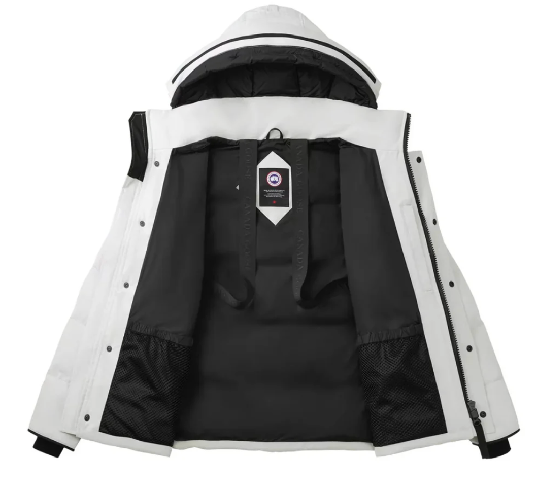 Canada Goose White Wyndham Parka Black Label