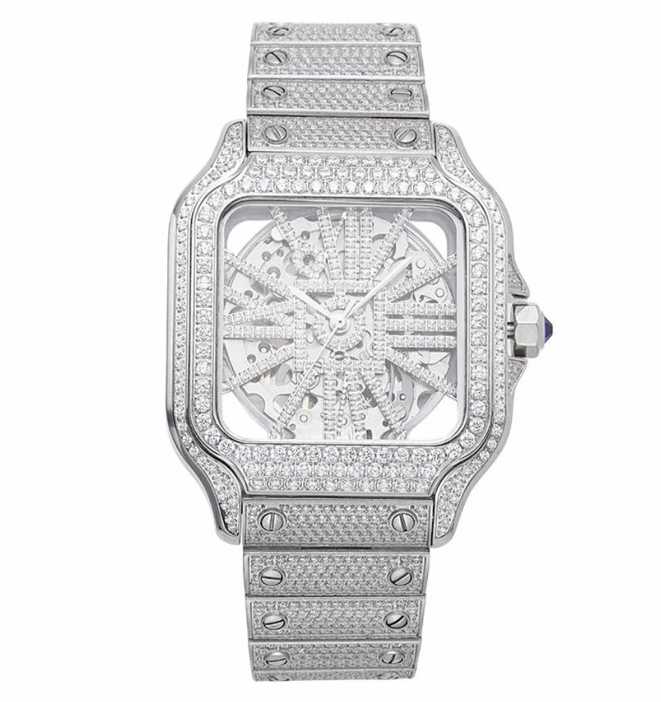 Moissanaite Cartier Santos Skeleton