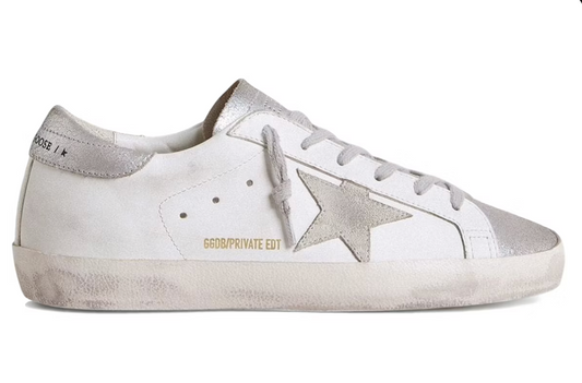 Golden Goose Super-Star White Gray Silver Glitter