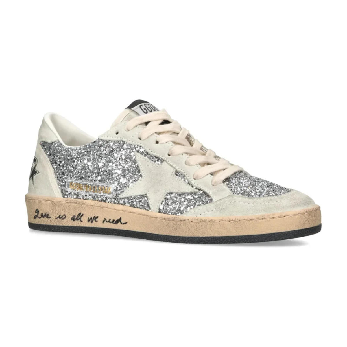 Golden Goose Silver Glitter Ball Star Sneakers