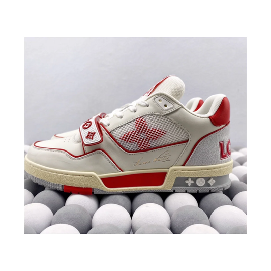 Louis Vuitton Trainer Low White Red
