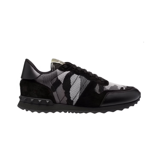 Valentino Garavani Rockrunner Mesh Fabric Camouflage Monochrome