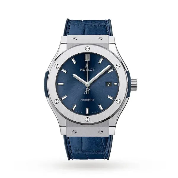 Hublot Classic Fusion Men Automatic Blue Leather Watch 542.NX.7170.LR